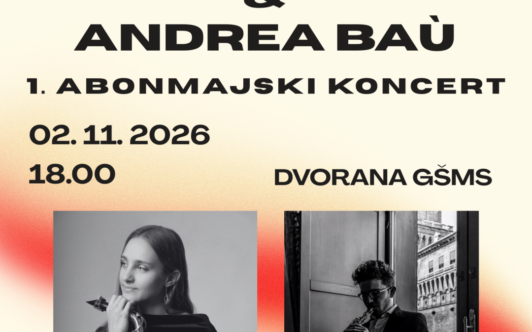1. koncert šolskega abonmaja – Valeria Kučan in Andrea Baù, saksofon